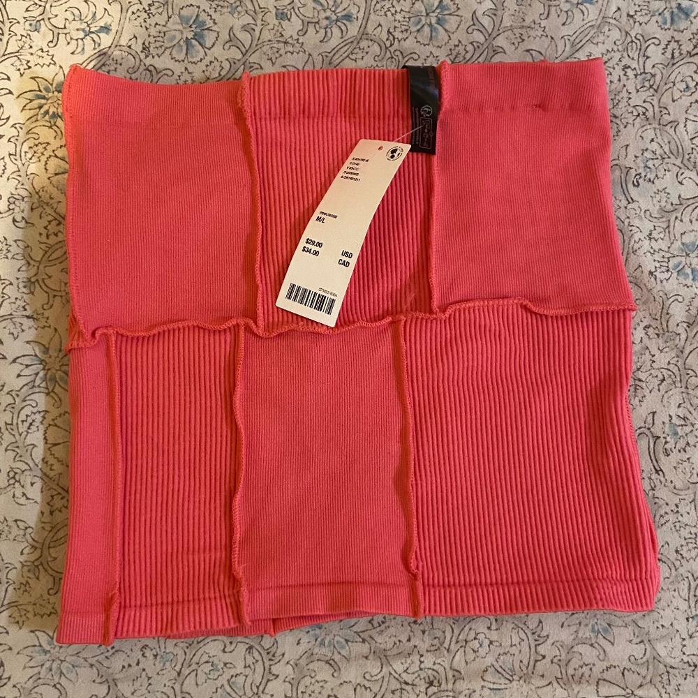 NWT Urban Outfitters Seamless Patchwork Tube Top - Hot Coral